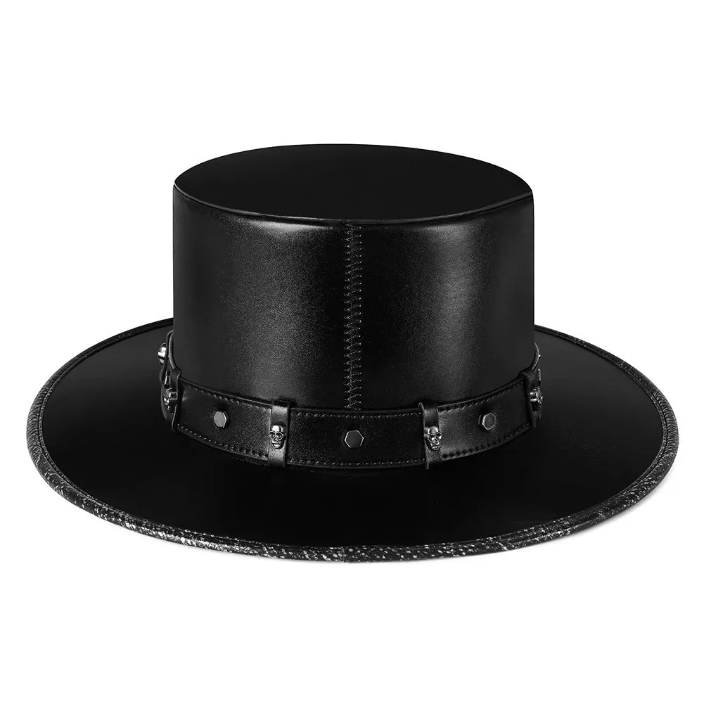 Leather Black Top Hat