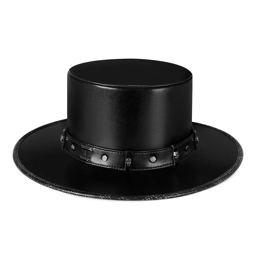 Leather Black Top Hat