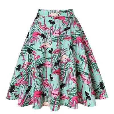 Leopard Print High Waist Skirt Pleated Women Flared Runway Midi Skirt Fashion Cotton Swing Rockabilly Party Skirts Gothic