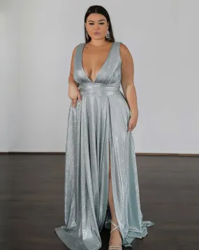 Lexa Stretch Shimmer Gown - Seafoam