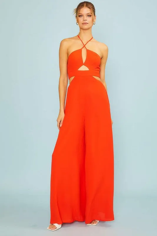 Lily Halter neck jumpsuit (Red)