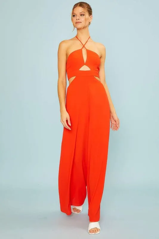 Lily Halter neck jumpsuit (Red)