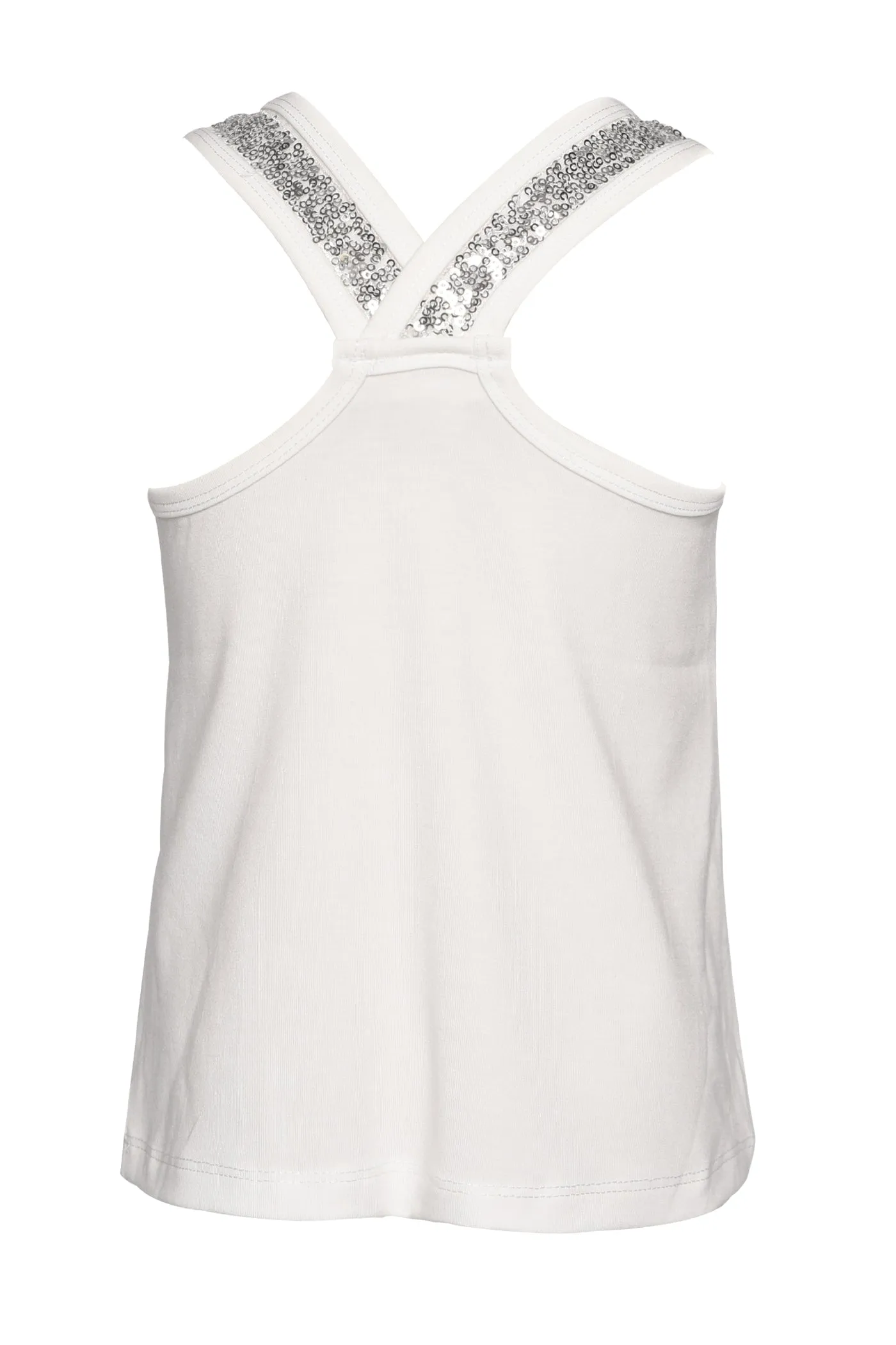 Little l Big Girl’s Metallic Silver Star Sequin Tank Top