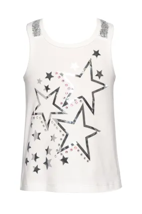 Little l Big Girl’s Metallic Silver Star Sequin Tank Top