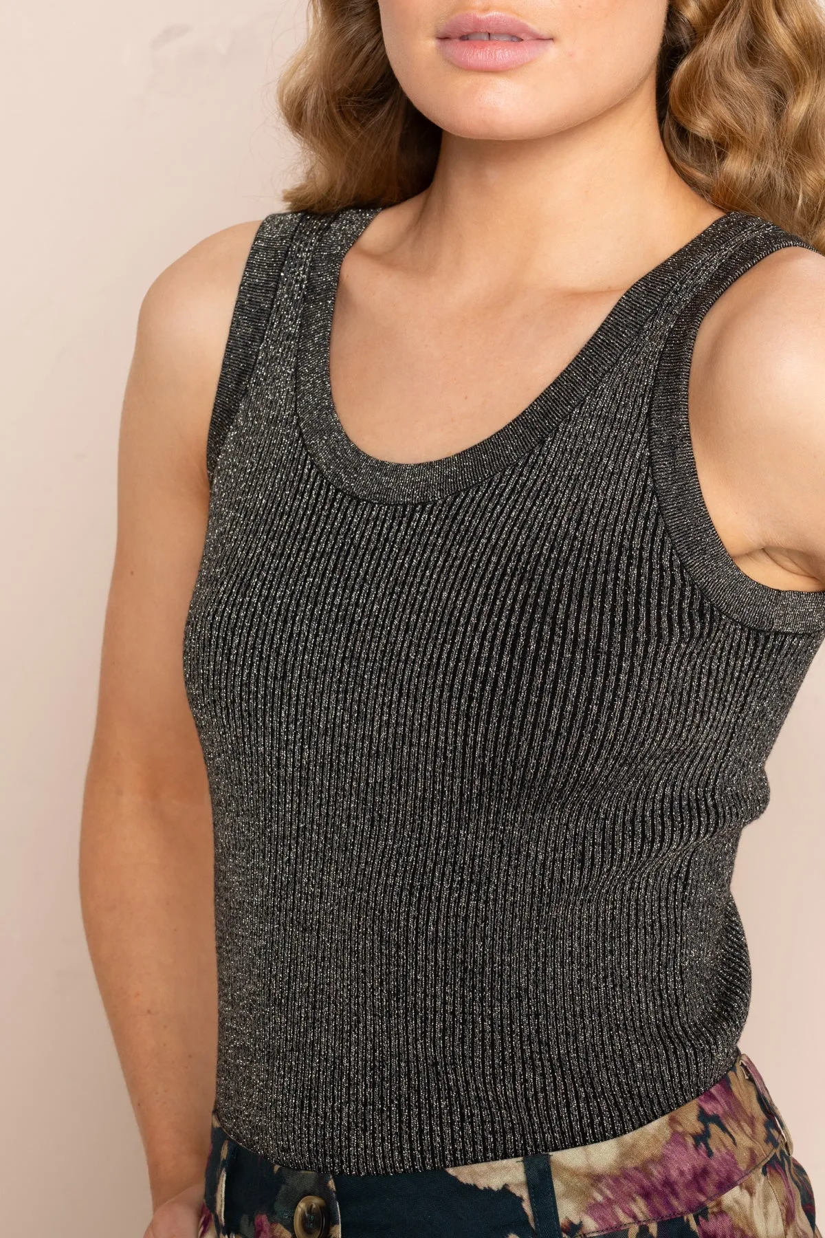 Lou Metallic Knit Tank Top