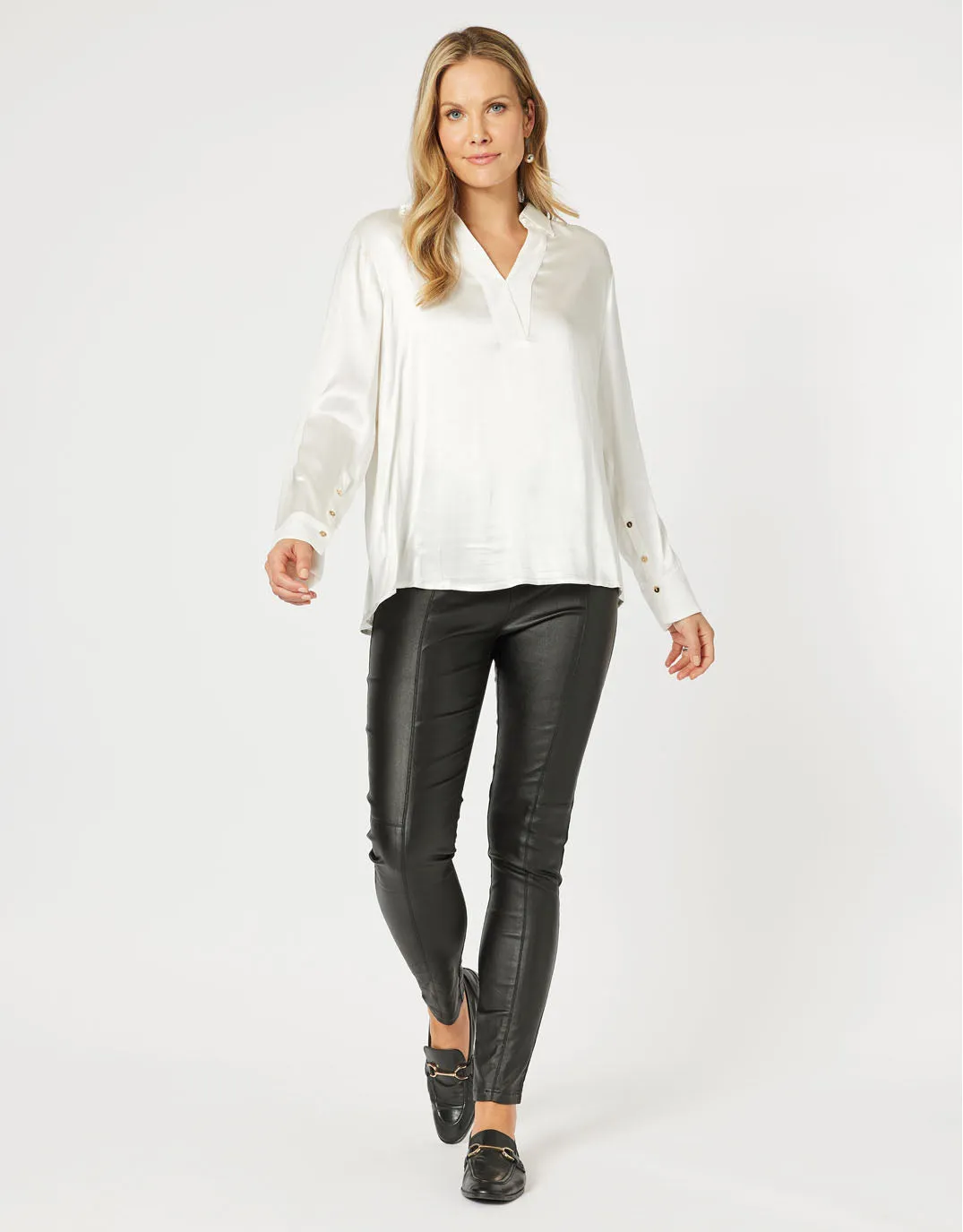 Luna Faux Leather Straight Leg Pant - Black