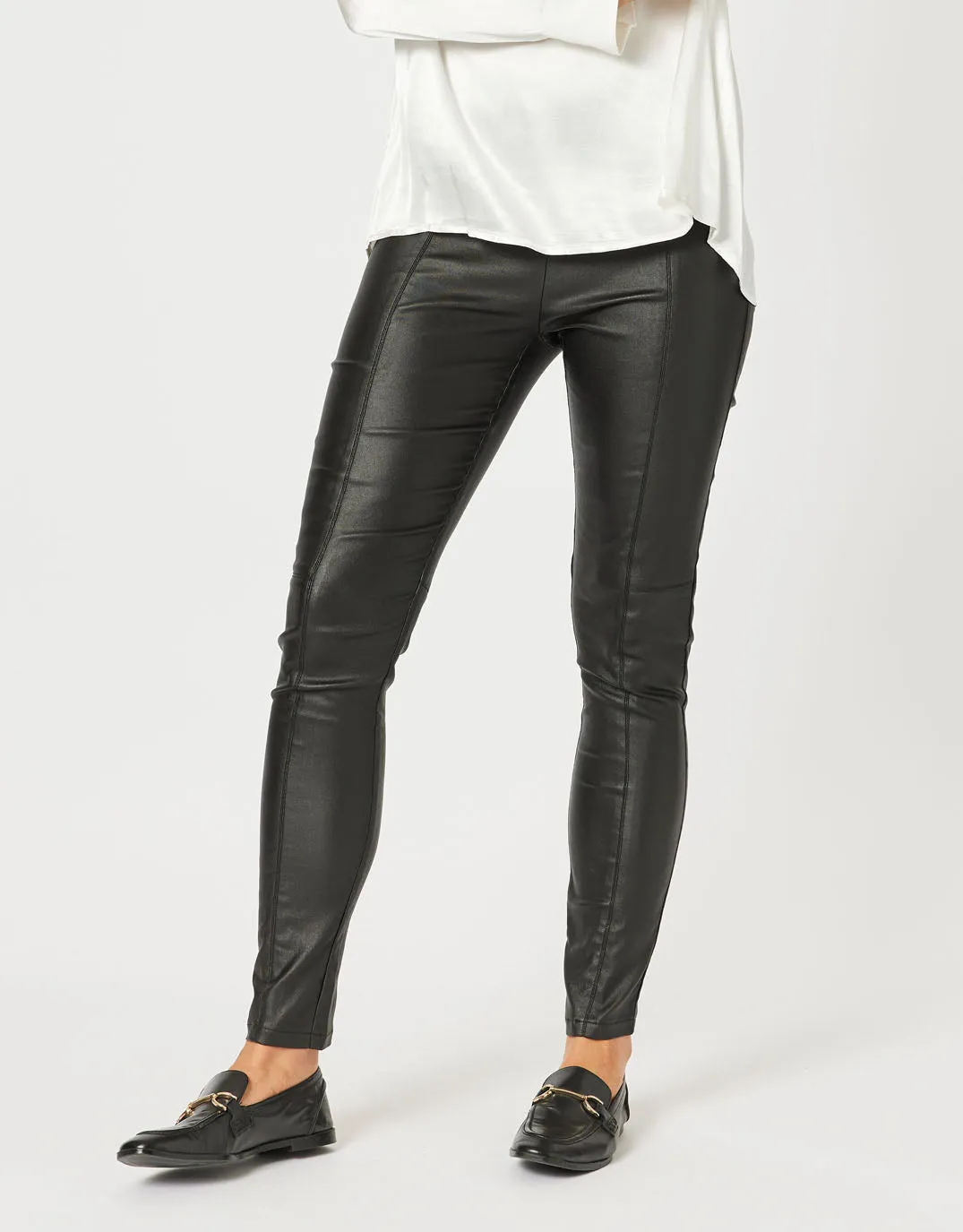 Luna Faux Leather Straight Leg Pant - Black