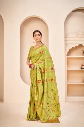 Mesmerizing Light Green Color Banarasi Silk Fabric Silk Weave Saree