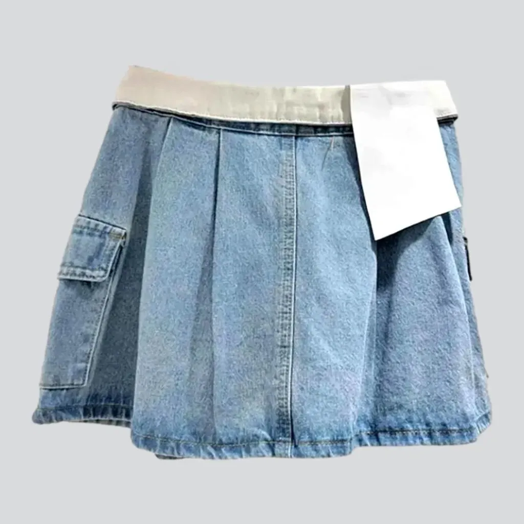 Mid-waist denim skort
 for ladies