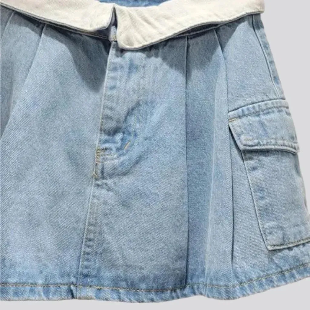 Mid-waist denim skort
 for ladies