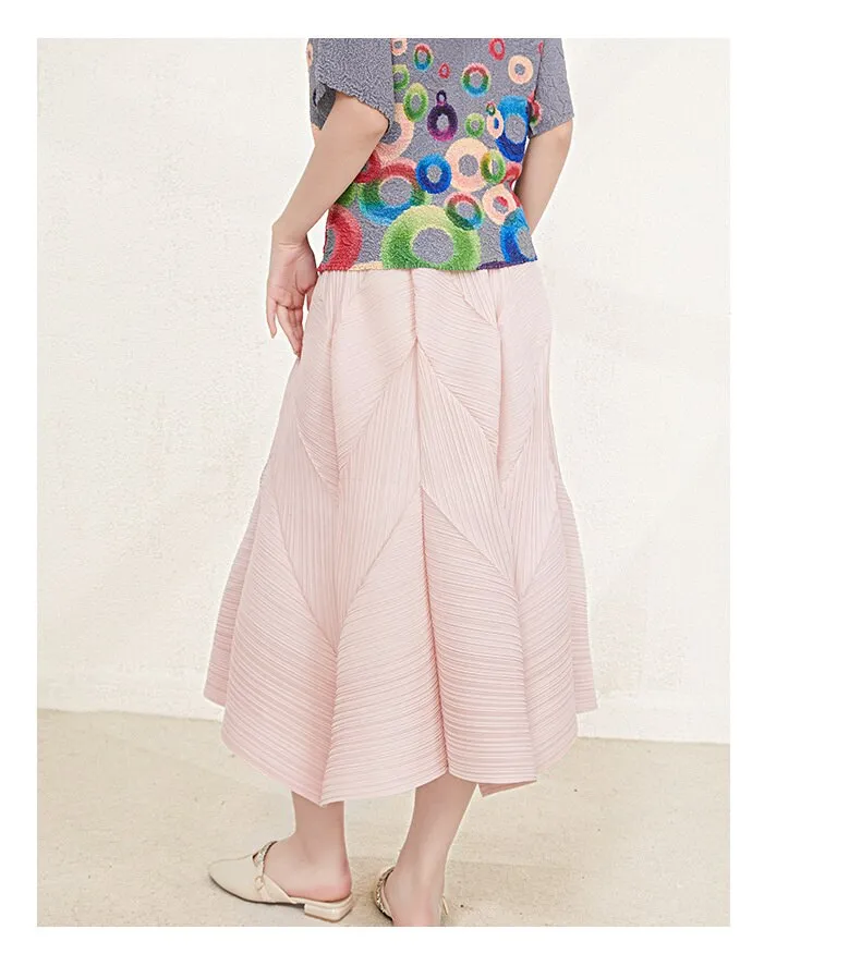 Miyake Pleated High Waist Spliced Skirts