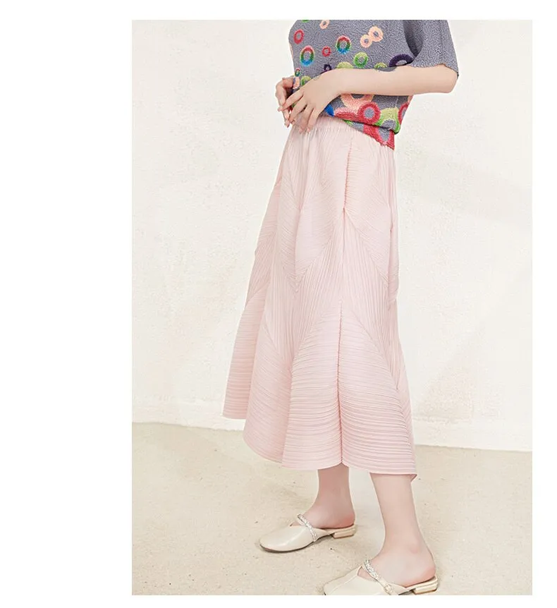 Miyake Pleated High Waist Spliced Skirts