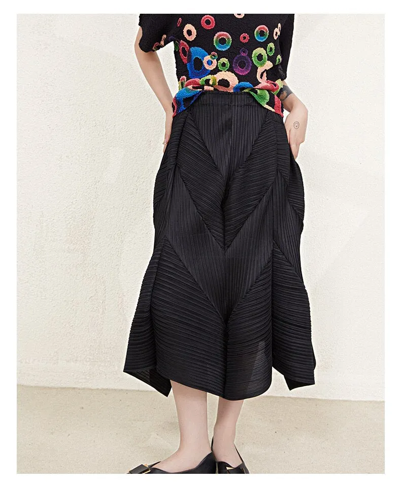 Miyake Pleated High Waist Spliced Skirts