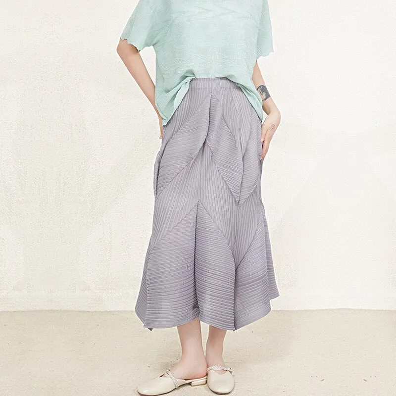 Miyake Pleated High Waist Spliced Skirts