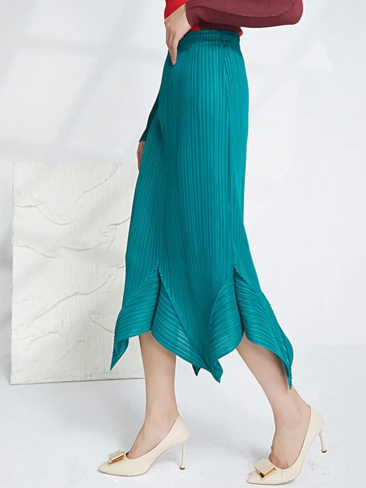 Miyake Pleated Irregular Hem Skirt