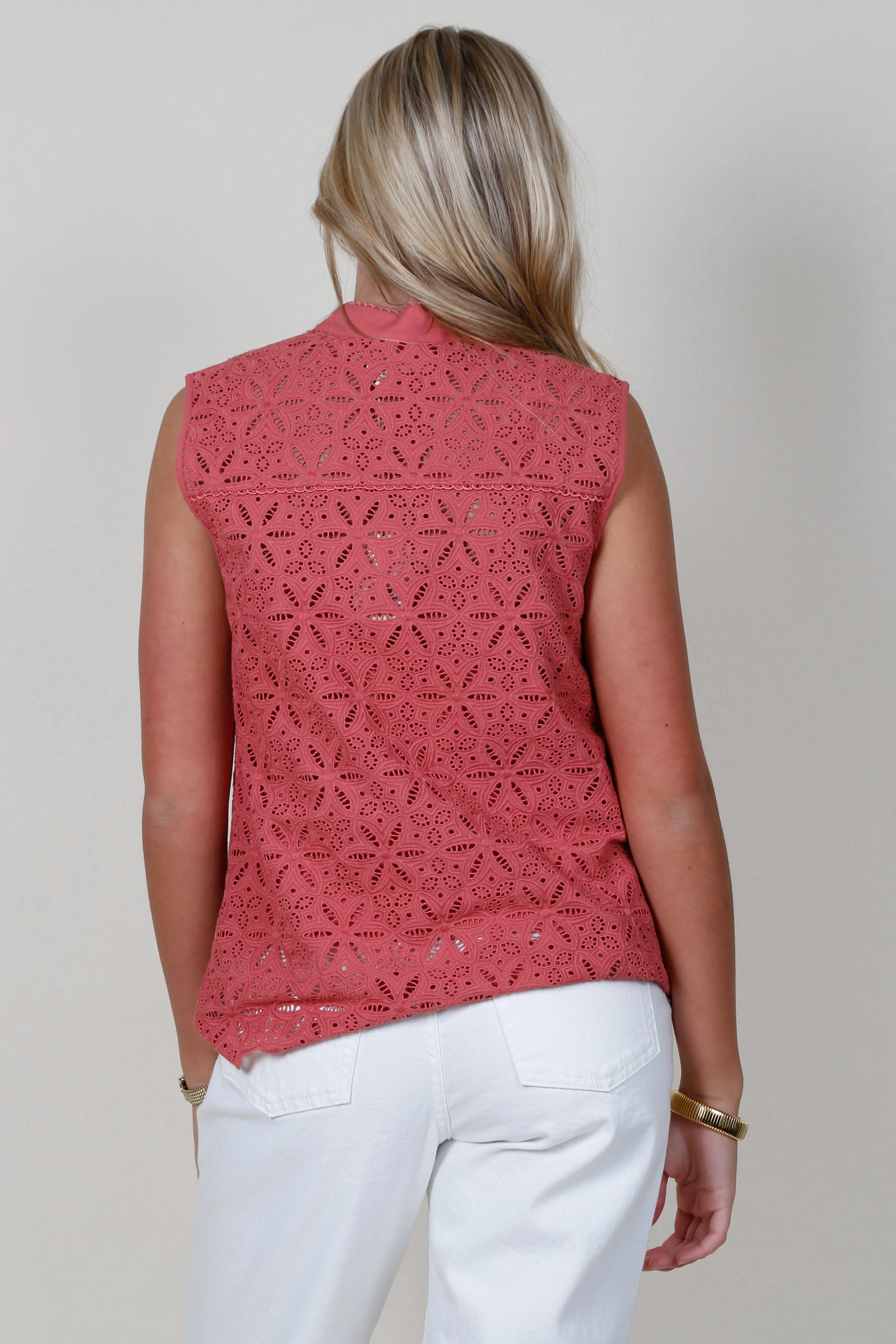 MOS | Sara Lace Sleeveless Blouse - Sangria