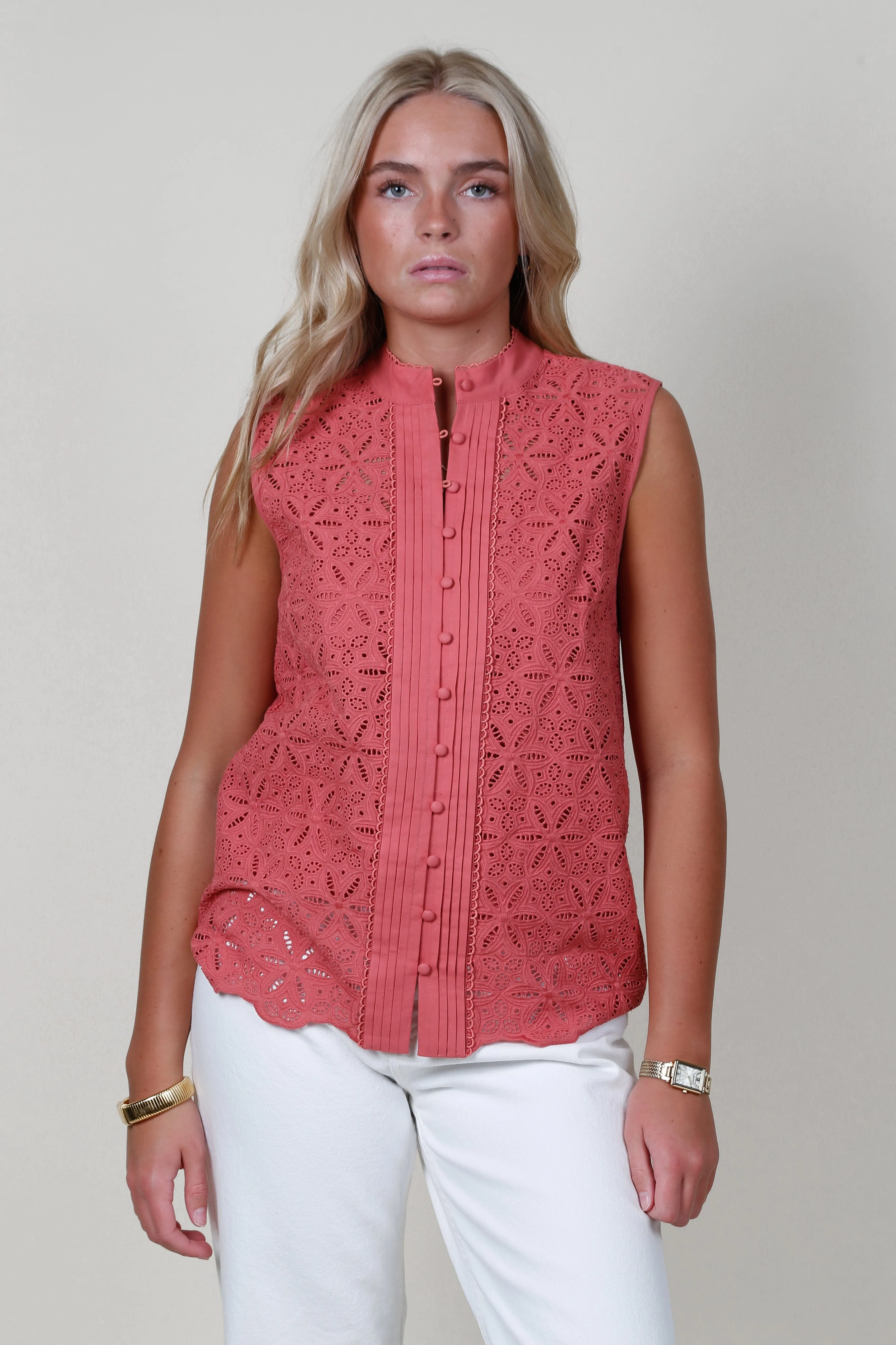 MOS | Sara Lace Sleeveless Blouse - Sangria