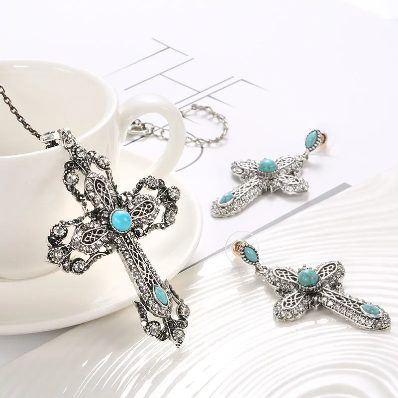 Necklace Earrings Retro Turquoise Set Accessories Set Accessories