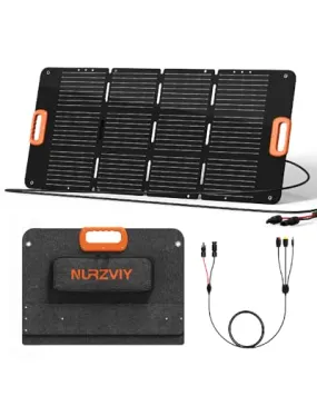 NURZVIY 100 Watt Foldable Portable Solar Panel 100W Solar Charger for Camping, Outdoor and RV, Compatible with BLUETTI, Anker, Goal Zero Portable Power Stations