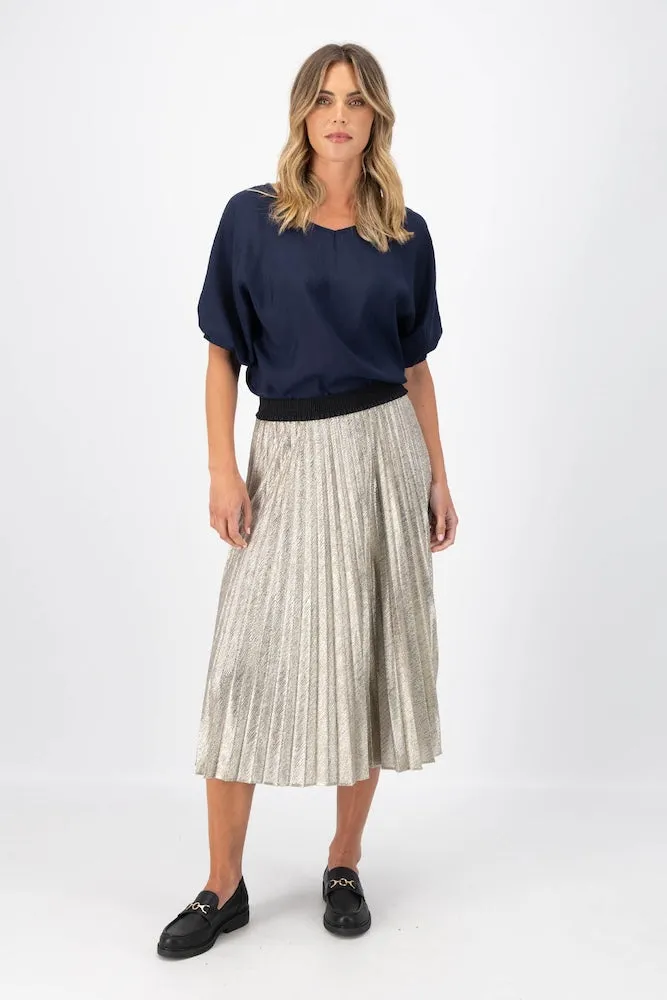 Olga de Polga Champagne Pleat Skirt - Gold