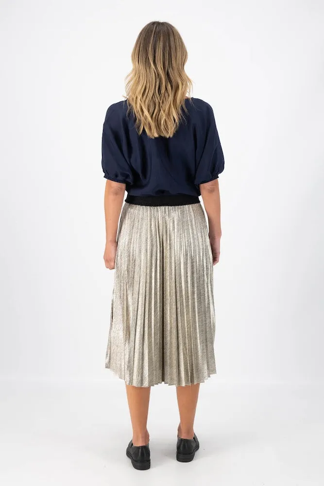 Olga de Polga Champagne Pleat Skirt - Gold