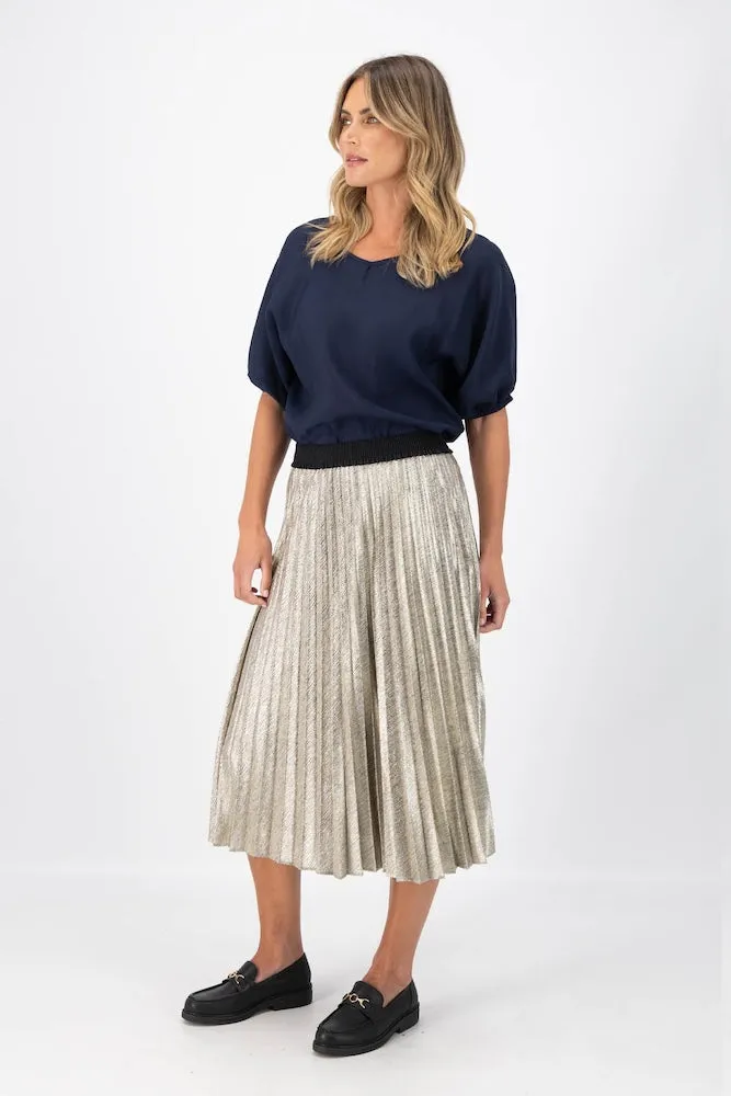 Olga de Polga Champagne Pleat Skirt - Gold