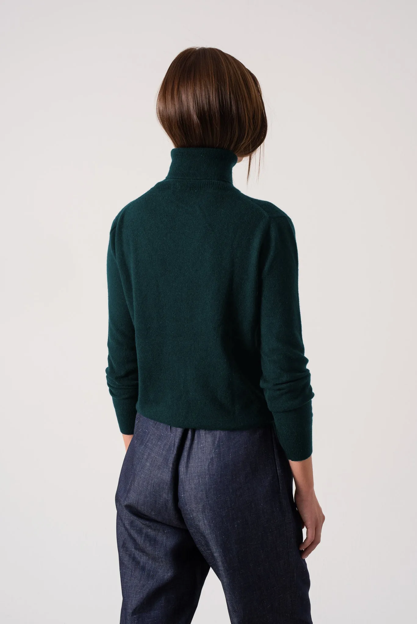 Ombra 100% Cashmere Turtleneck Sweater Forest Green