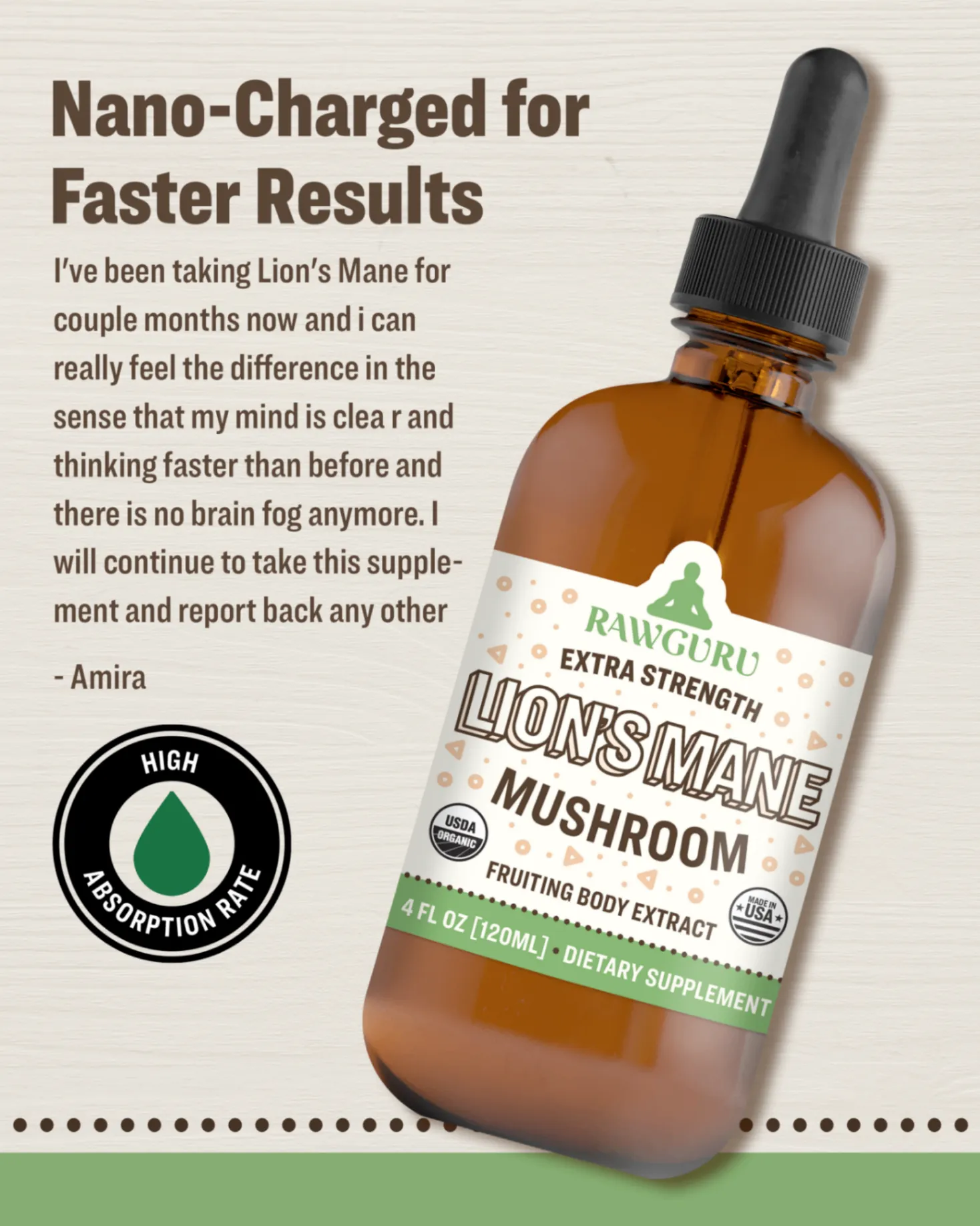 Organic Lion's Mane Mushroom Tincture - 120ML