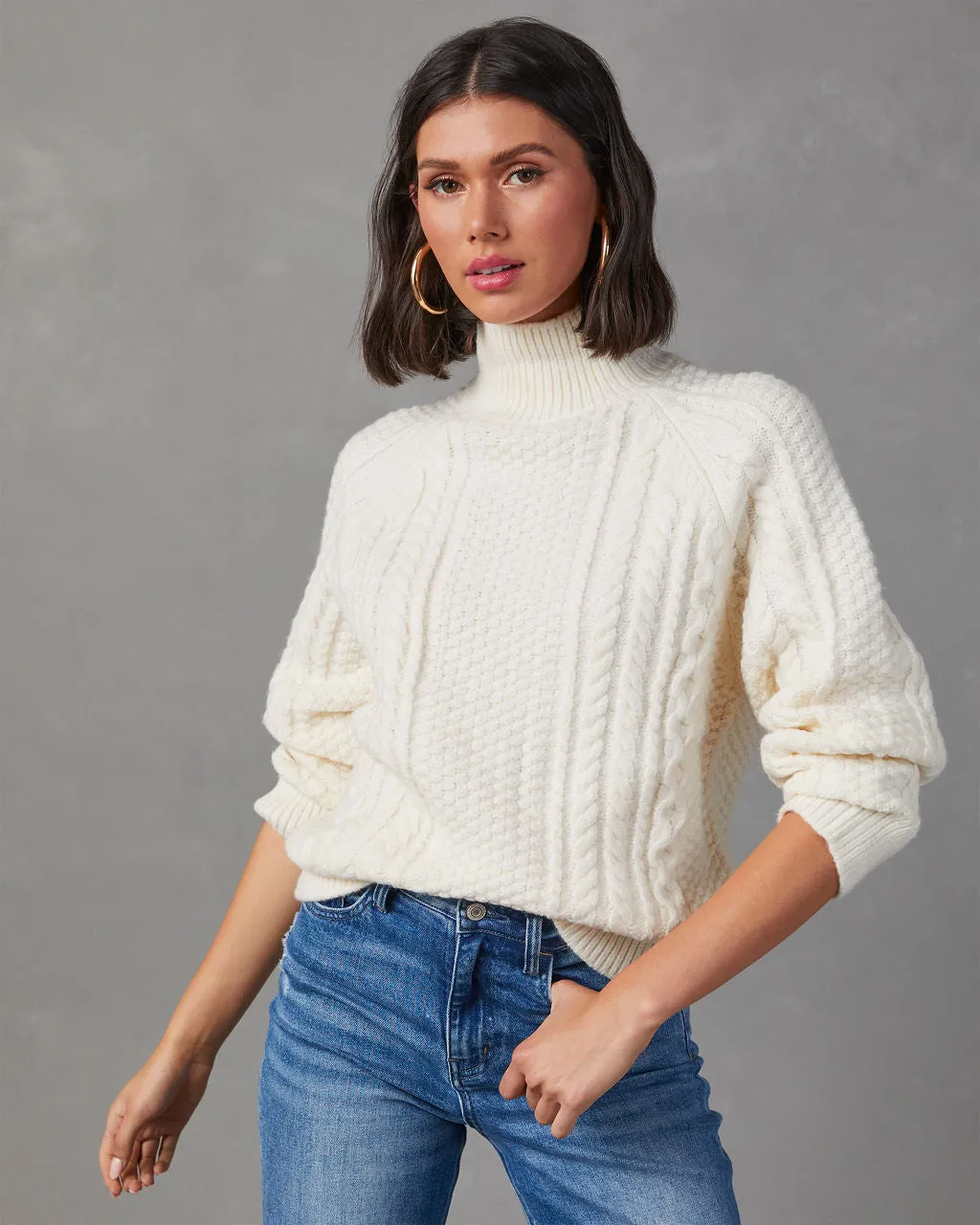 Palvin Cable Knit Turtleneck Sweater