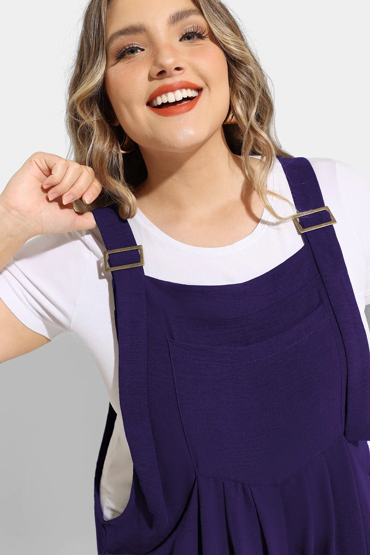 Plain Wide Leg Overalls Jumpsuit with Pockets