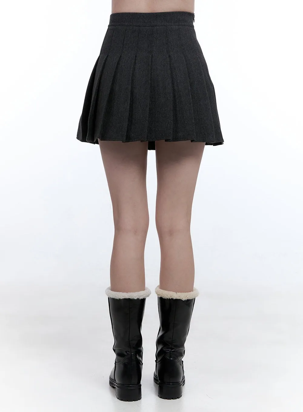 Pleated Cotton Mini Skirt OO429