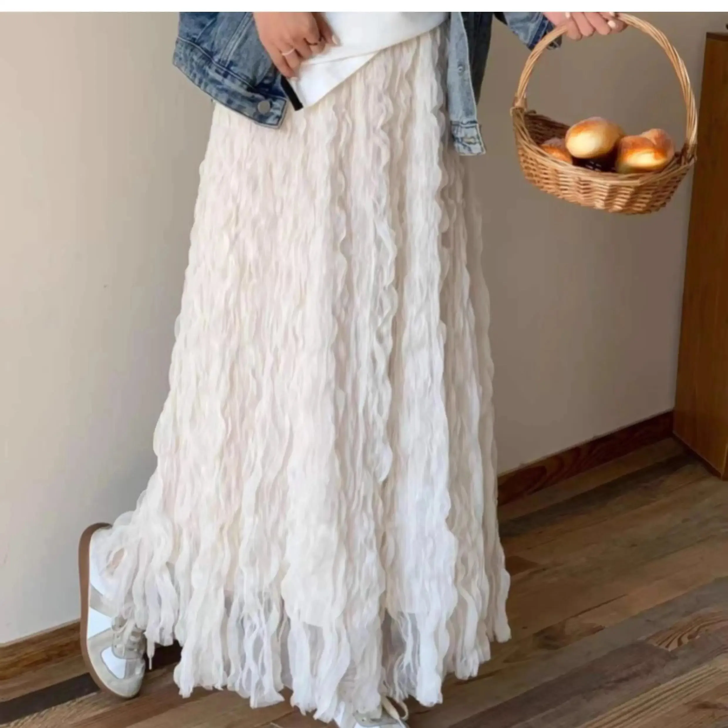 Pleated High Waist Solid Skirt