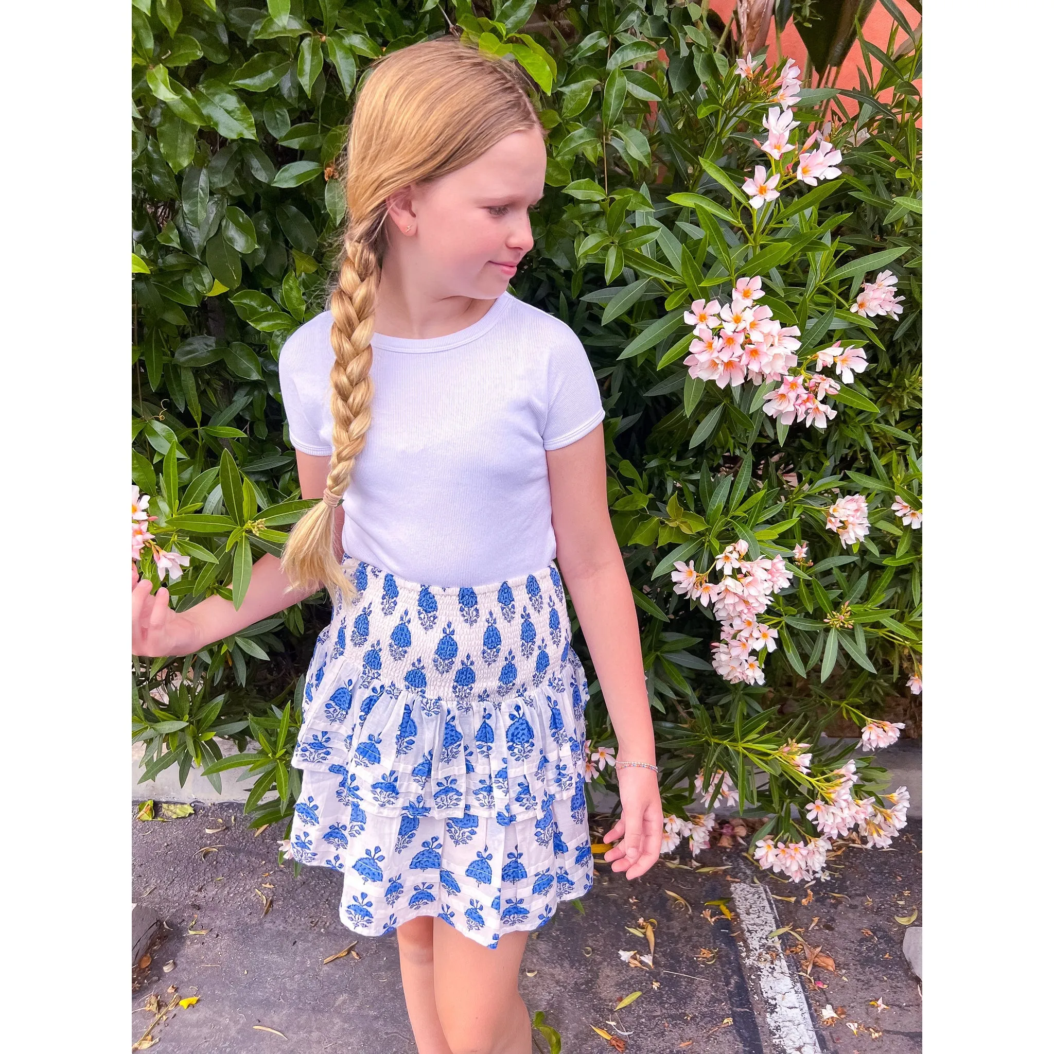 Pleated Smocked Mini Skirt