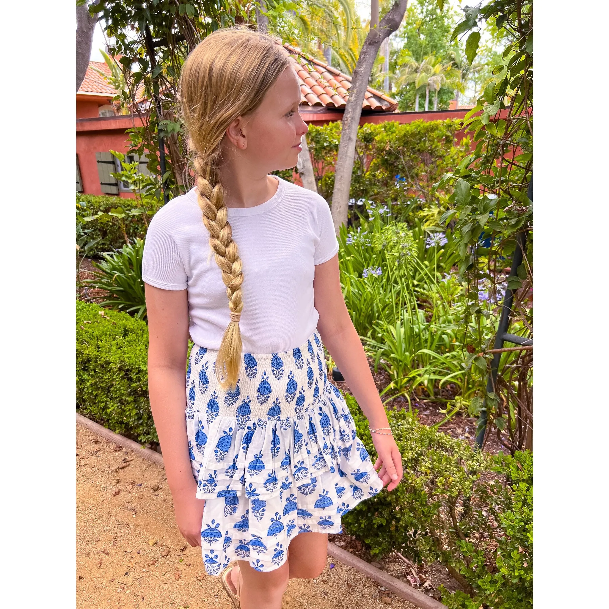 Pleated Smocked Mini Skirt