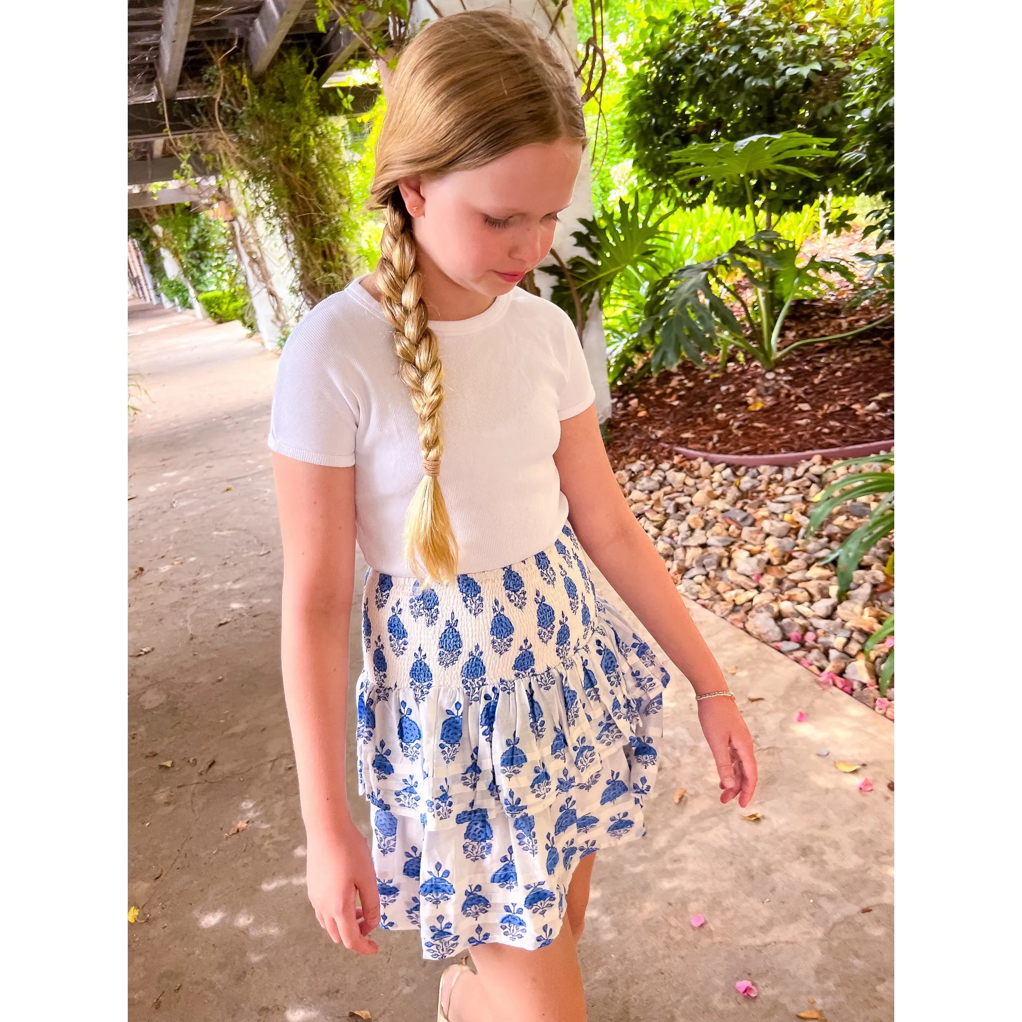 Pleated Smocked Mini Skirt