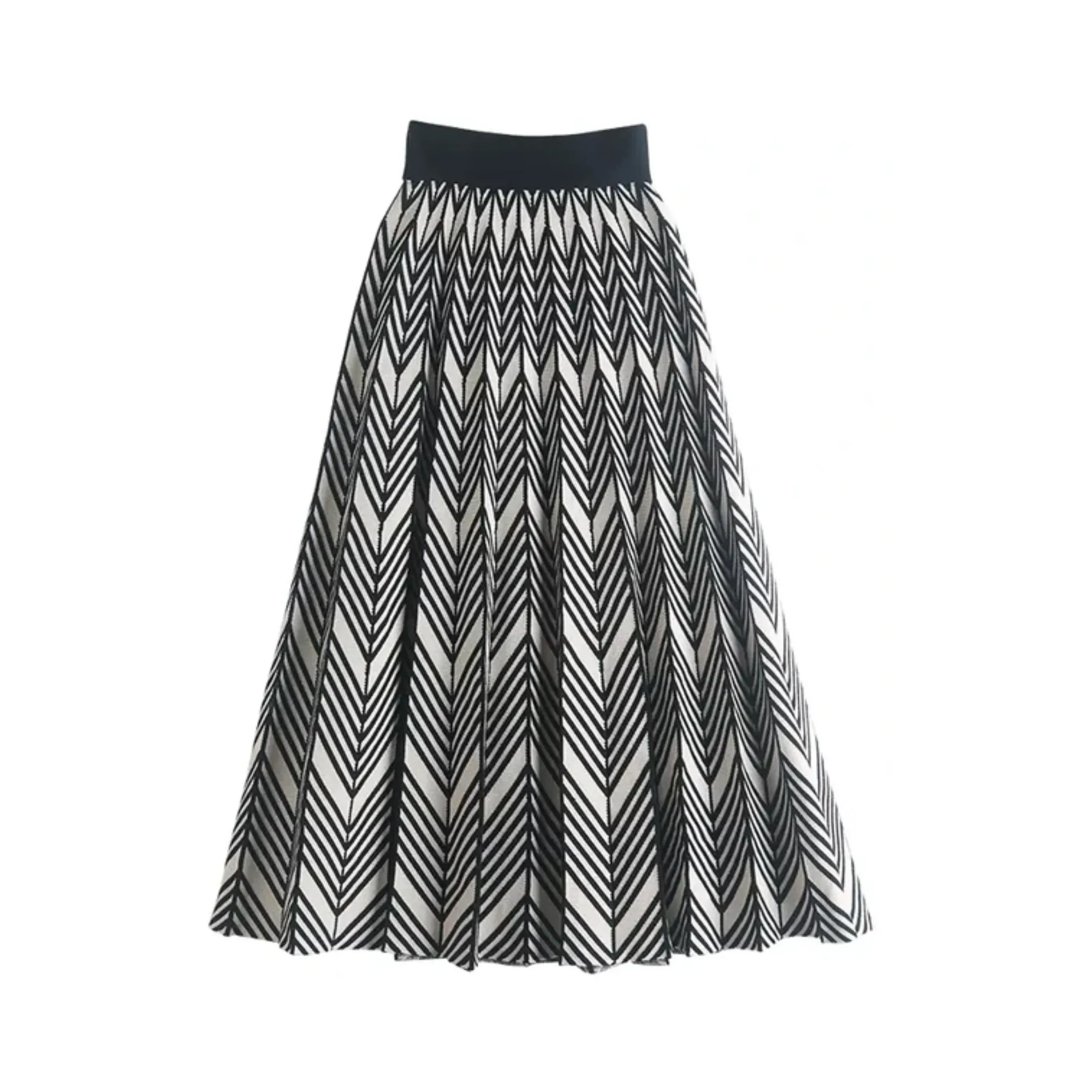 Pre Order:  Knitted Wave Stripes Pleated Skirt