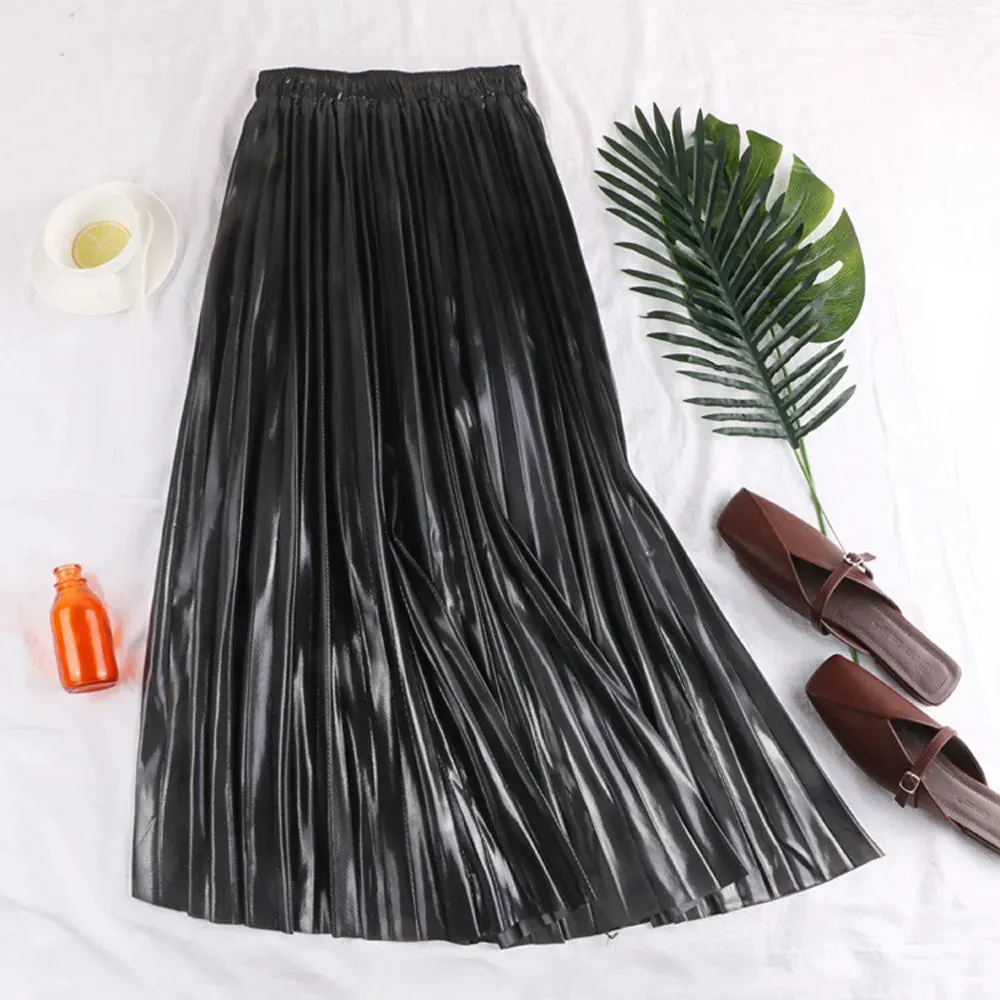 Pre Order:  Solid Pleated Midi Skirt