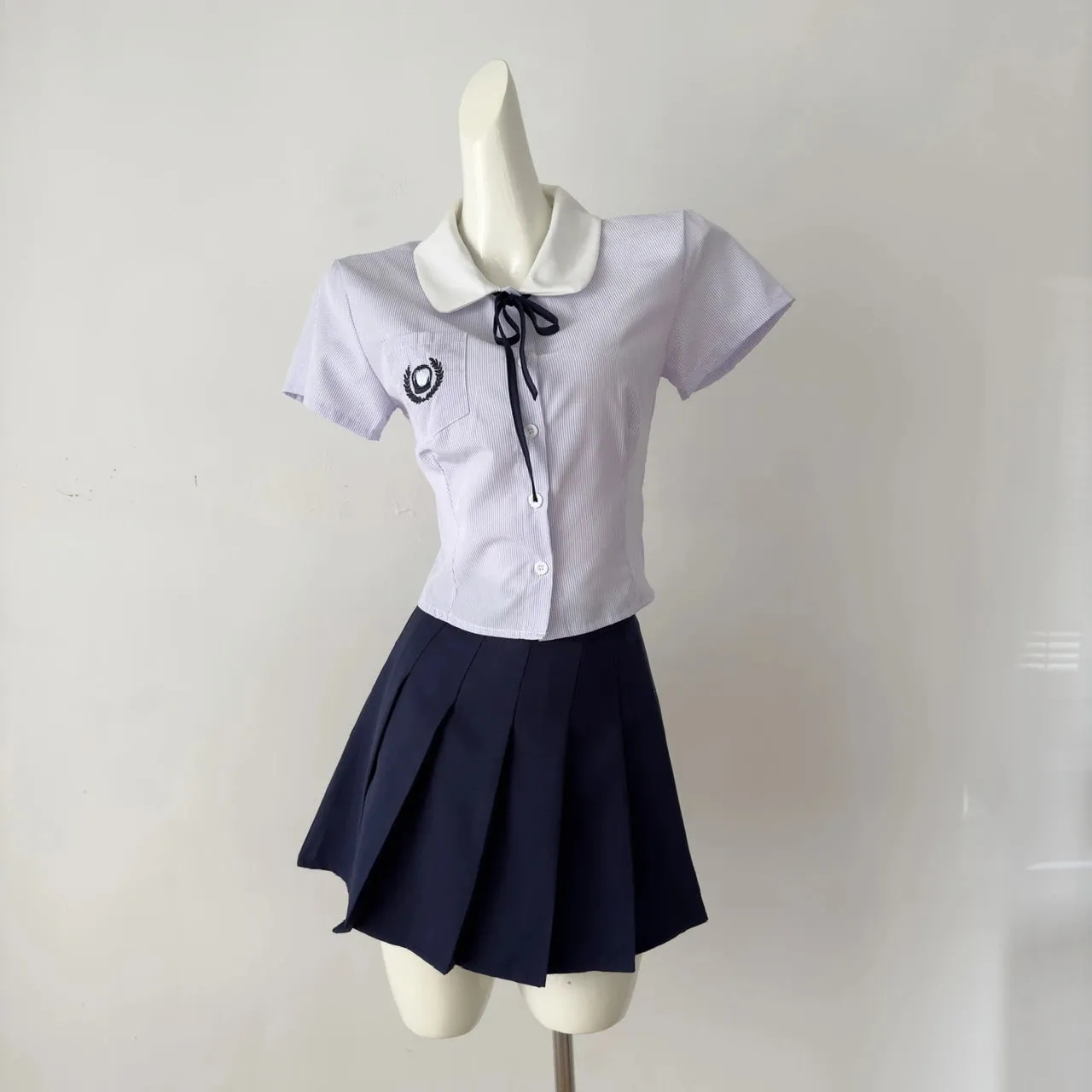 Preppy Style Casual Short Sleeve Pleated Skirt Japanese Kawaii Summer Suit