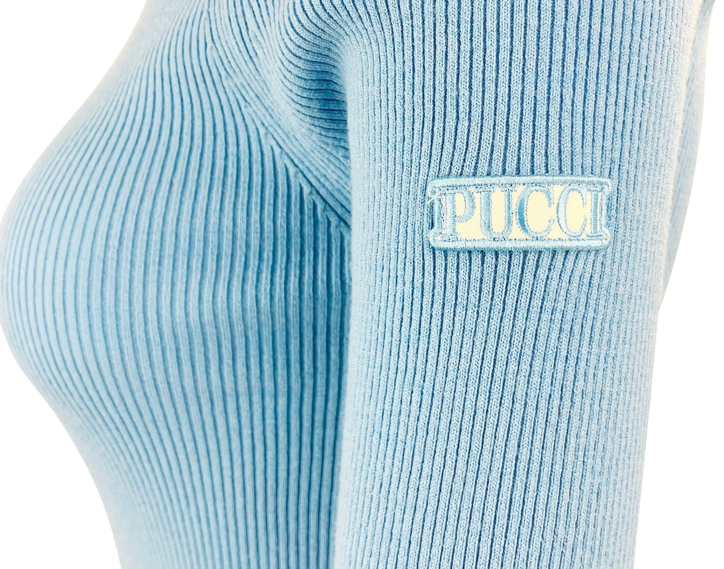 Pucci Ribbed Turtleneck in Light Blue