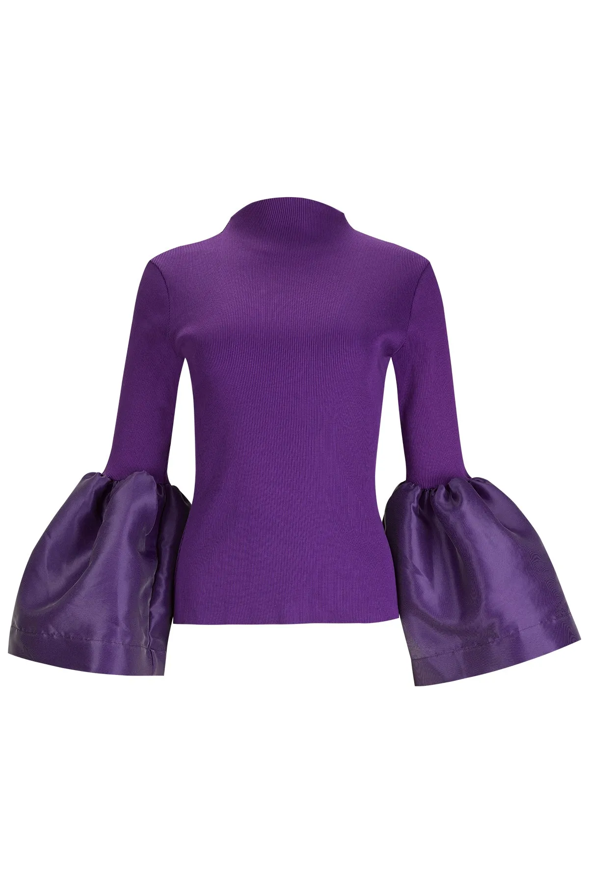 PURPLE TURTLENECK PUFF SLEEVE TOP