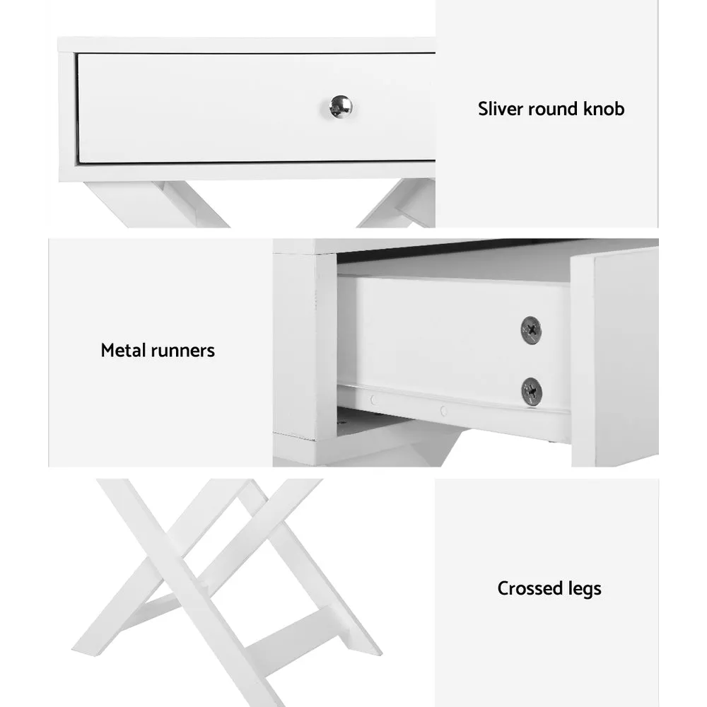 Qara Bedside Table White