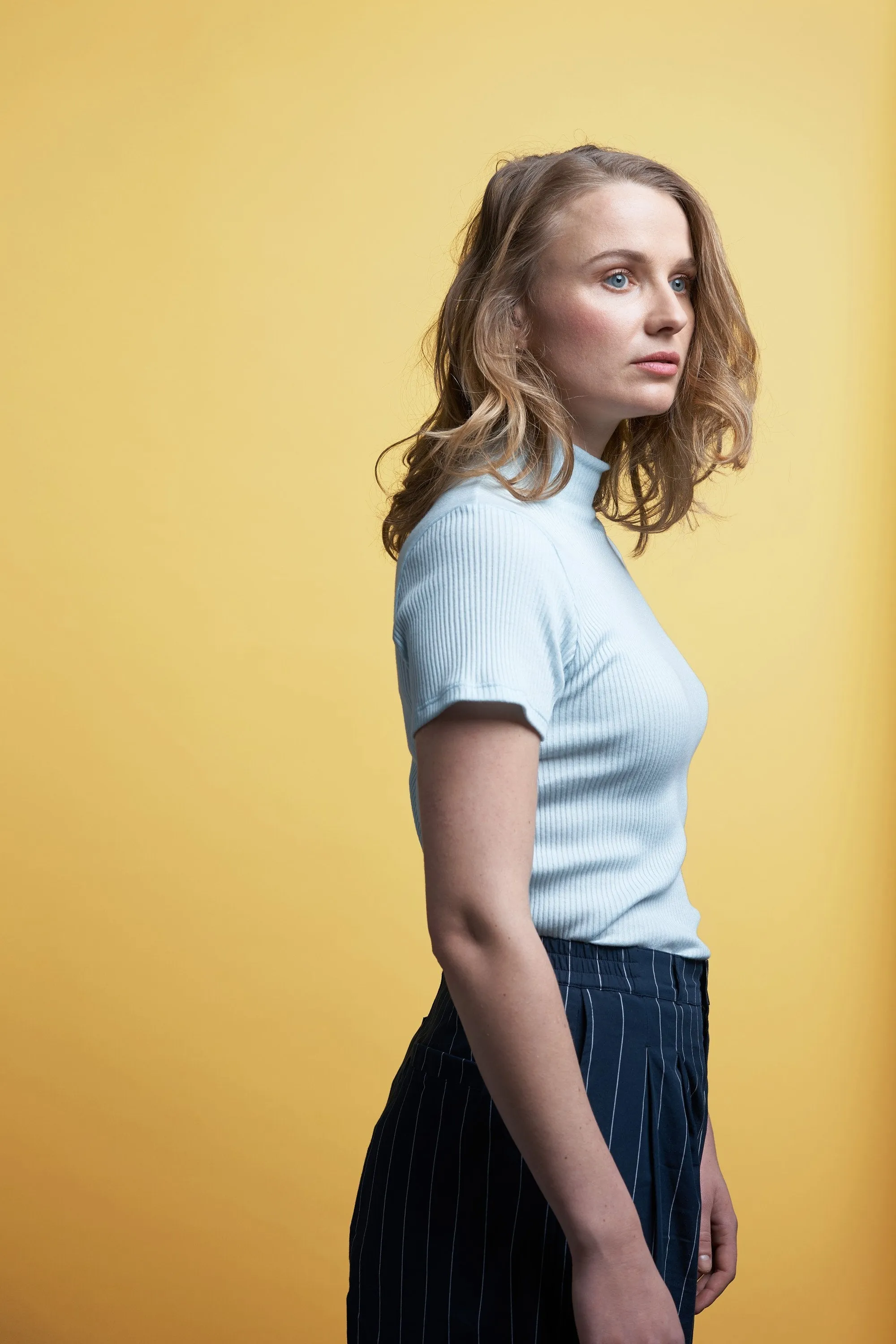 rib tee blue <br> by Signe