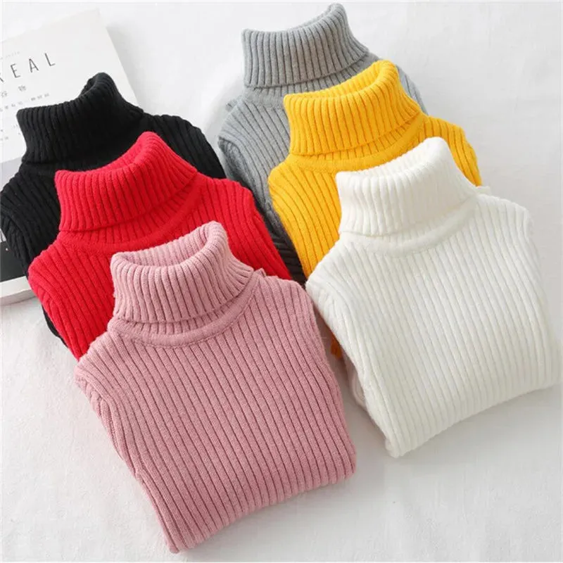 Ribbed Knitted Turtleneck Long Sleeve Top