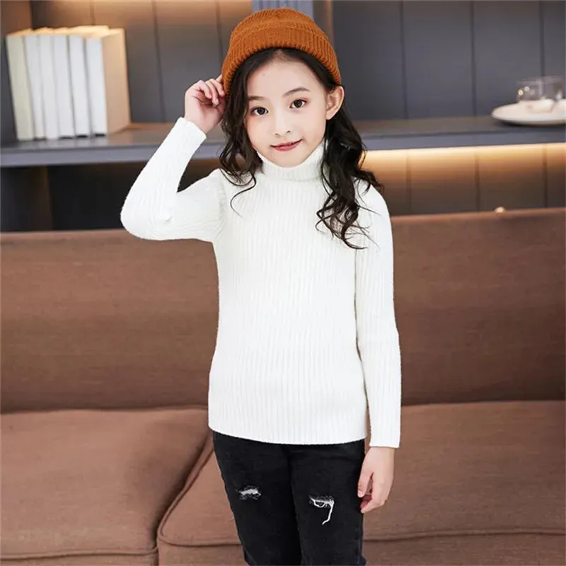 Ribbed Knitted Turtleneck Long Sleeve Top