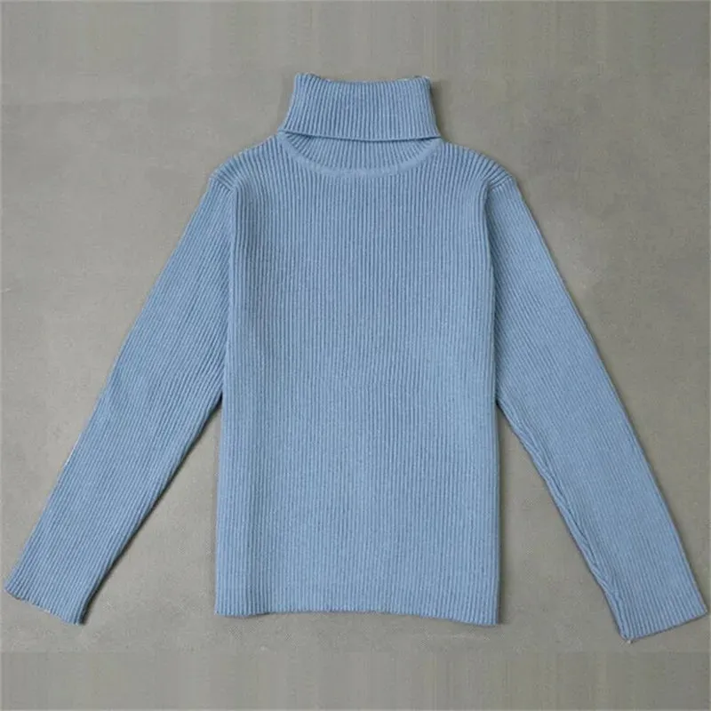 Ribbed Knitted Turtleneck Long Sleeve Top