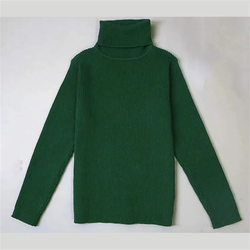 Ribbed Knitted Turtleneck Long Sleeve Top