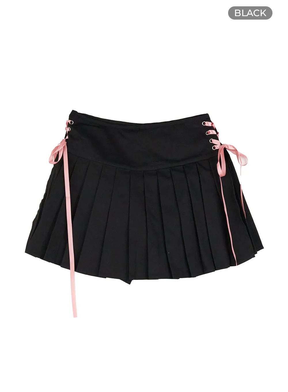 Ribbon Pleated Mini Skirt OL402