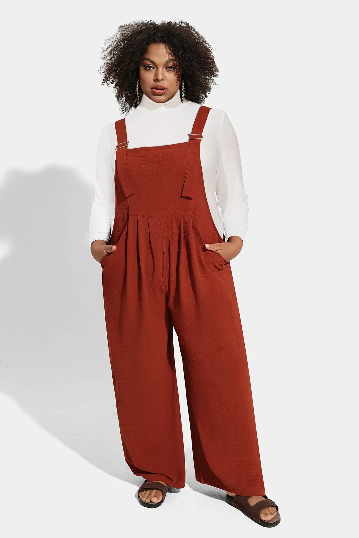 Ritera Wide Leg Brown Jumpsuit with Pockets