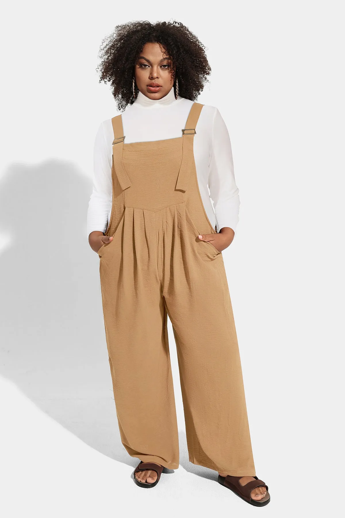 Ritera Wide Leg Brown Jumpsuit with Pockets