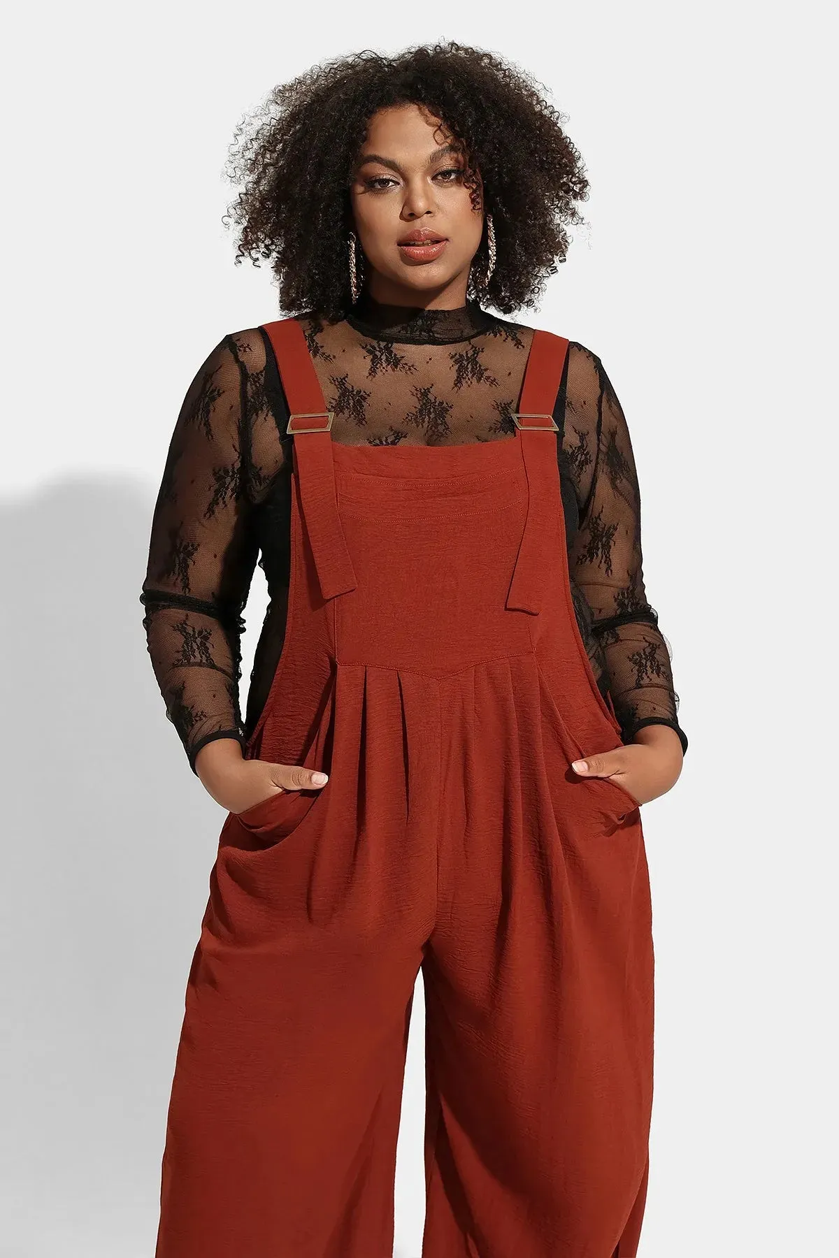 Ritera Wide Leg Brown Jumpsuit with Pockets